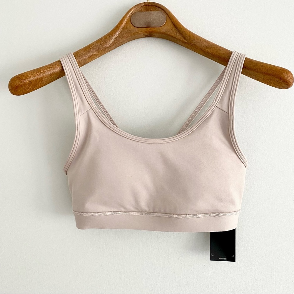 adidas Scoop-Neck Light Support Sports Bra in Blush